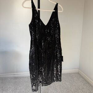 Lulu's Black Sequin Mini Dress